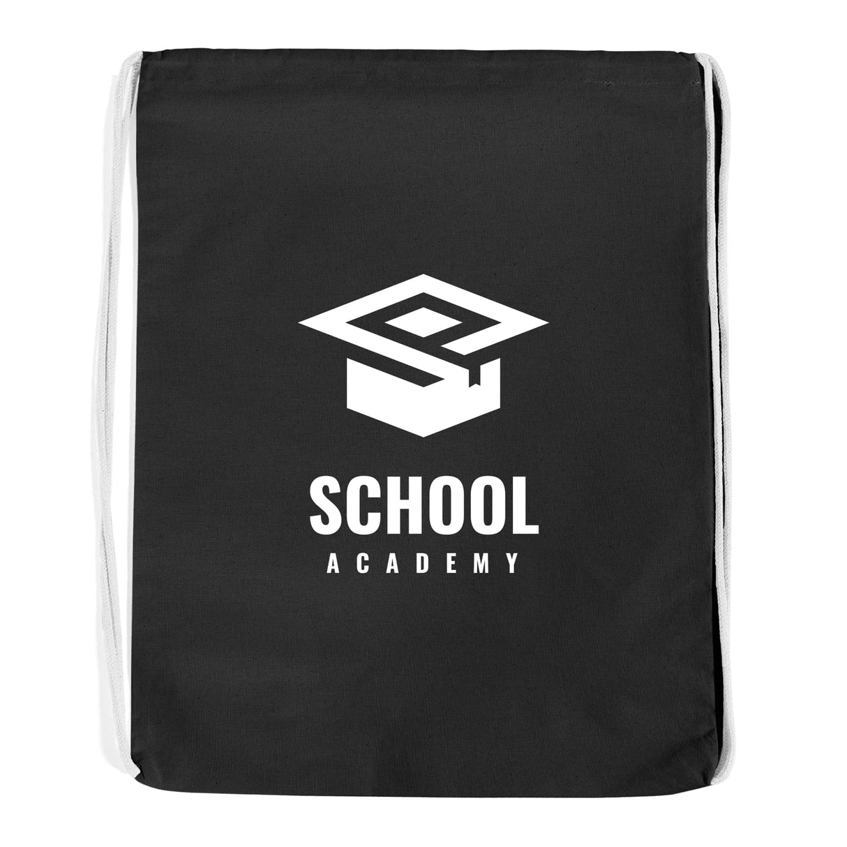 Custom Economical Sport Cotton Drawstring Bag Black