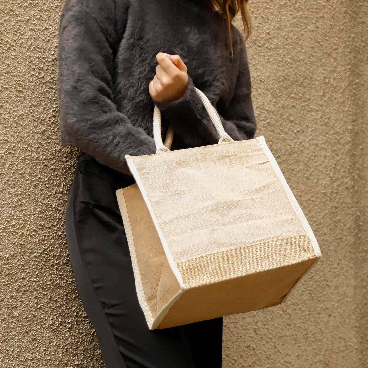 fancy jute blend tote bag model