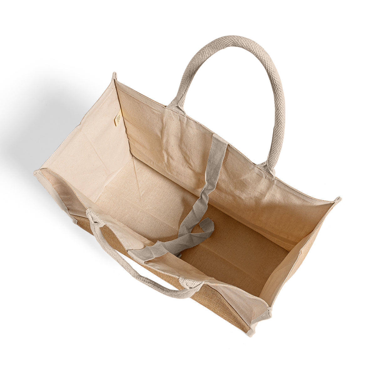 fashion burlap tote bag inside detail