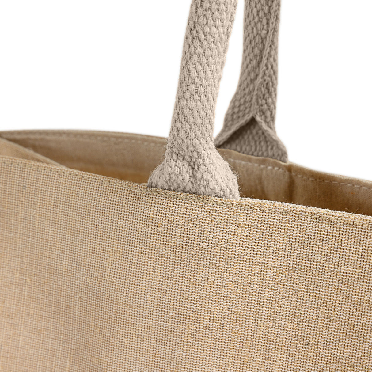 fashion jute tote bag handle detail