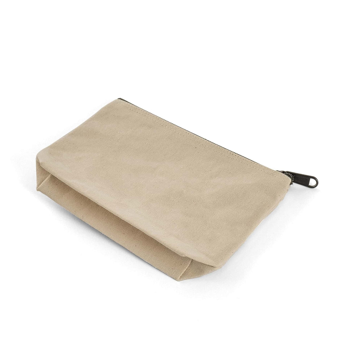 gusseted zippered jute canvas pouch