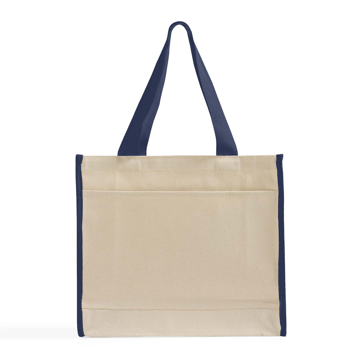 Heavy Canvas Tote Bag with Navy Trim