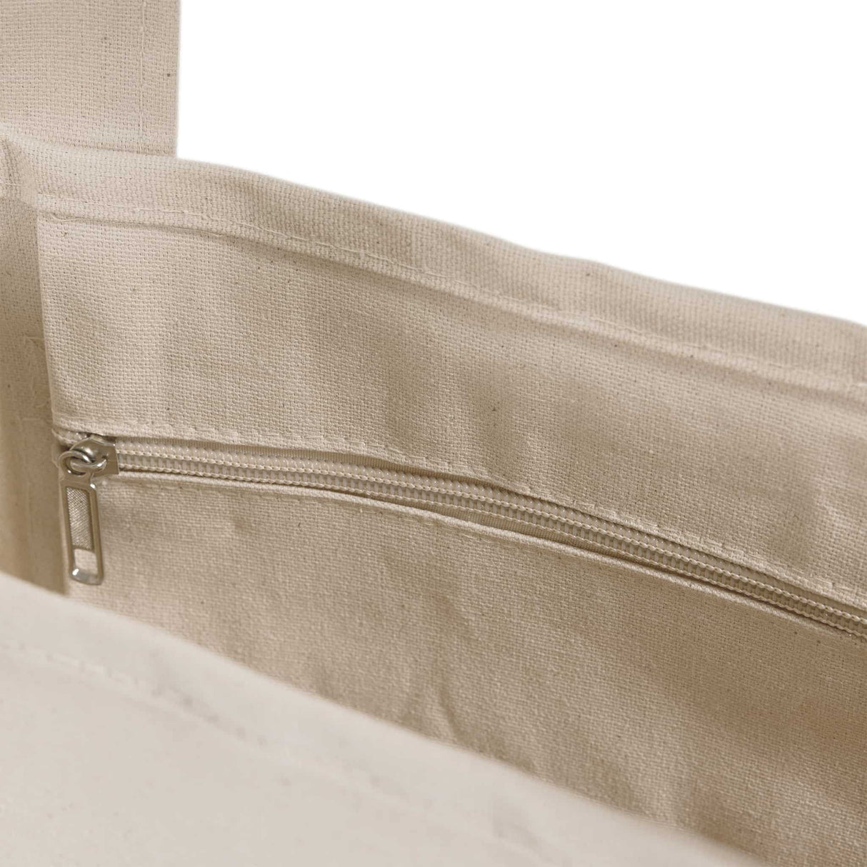 Heavy Canvas Tote Bag Zippered Pocket Detail
