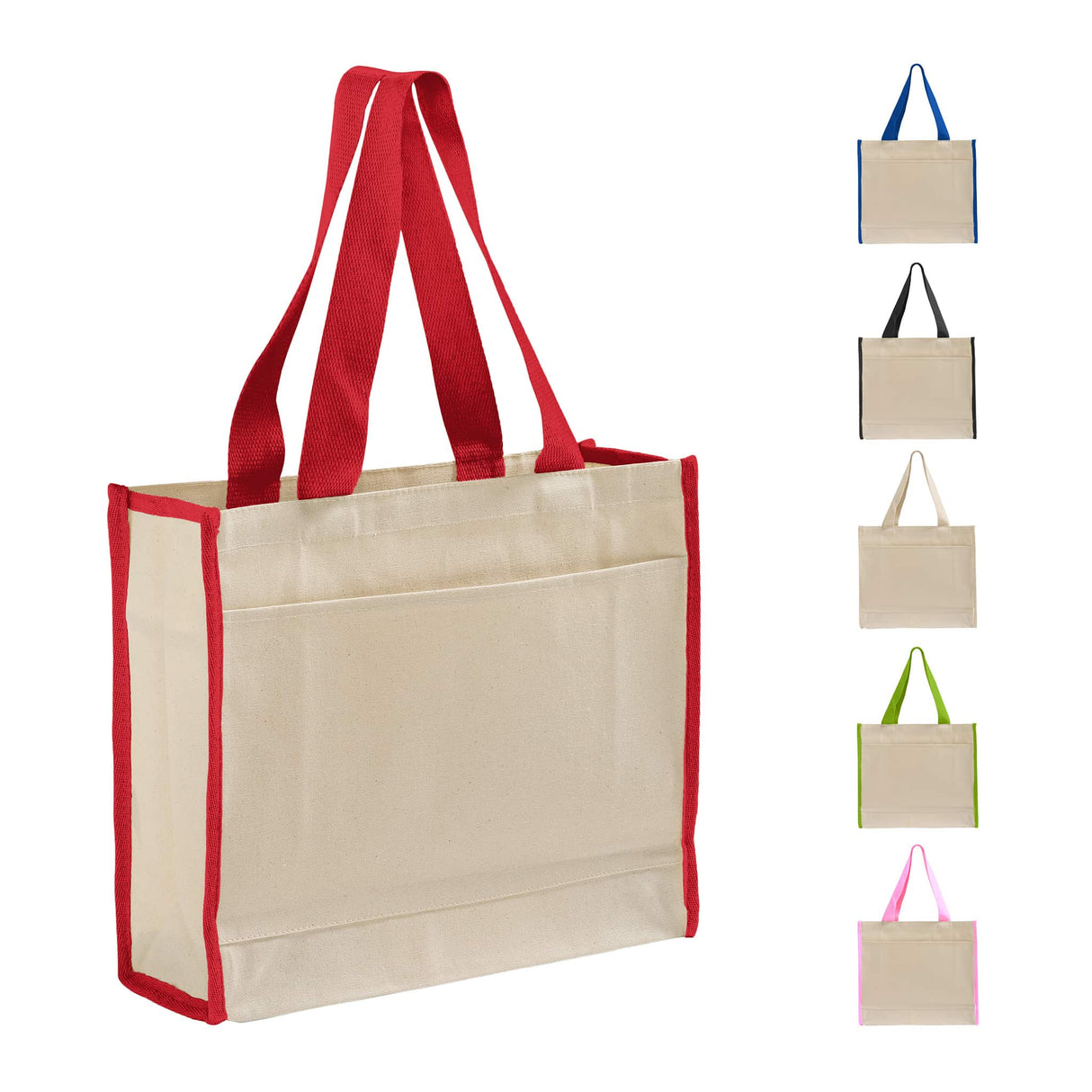 Heavy Canvas Tote Bag with Colored Trim