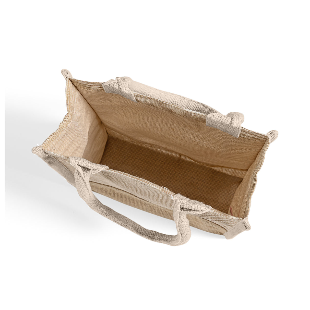 heavy duty jute bag inside detail