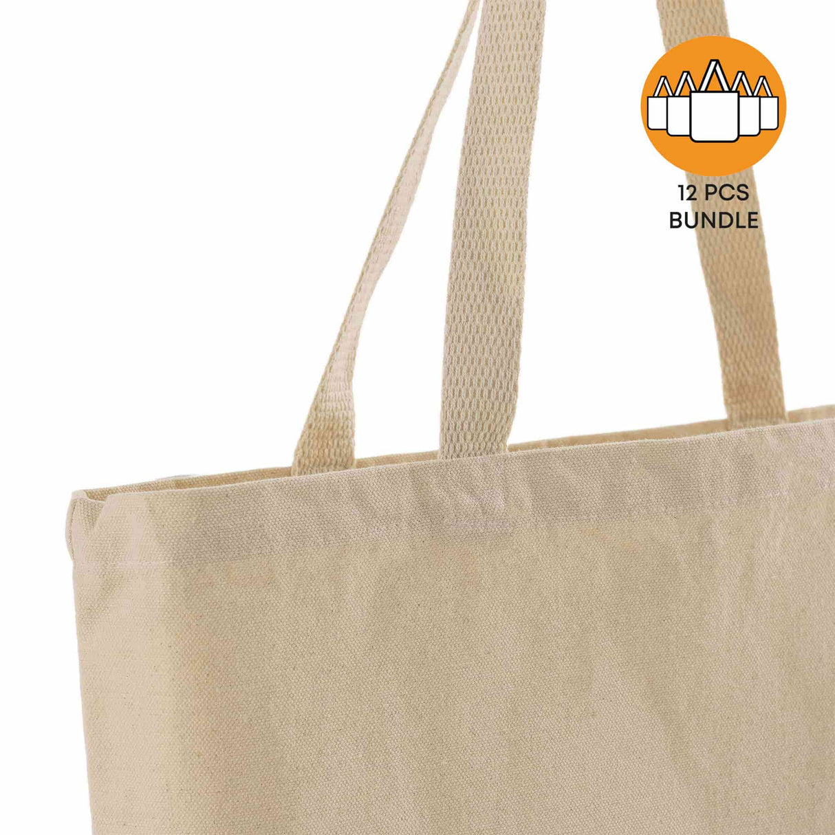 12 ct Med/Large Canvas Bulk Tote Bag with Long Handles - By Dozen