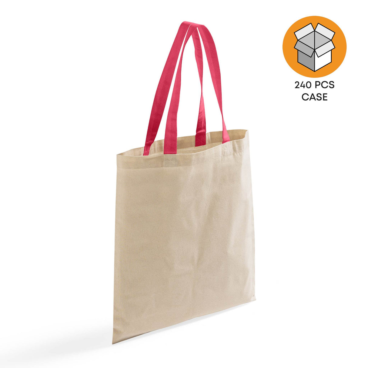 240 ct Wholesale Tote Bags With Color Handles 100% Cotton - By Case
