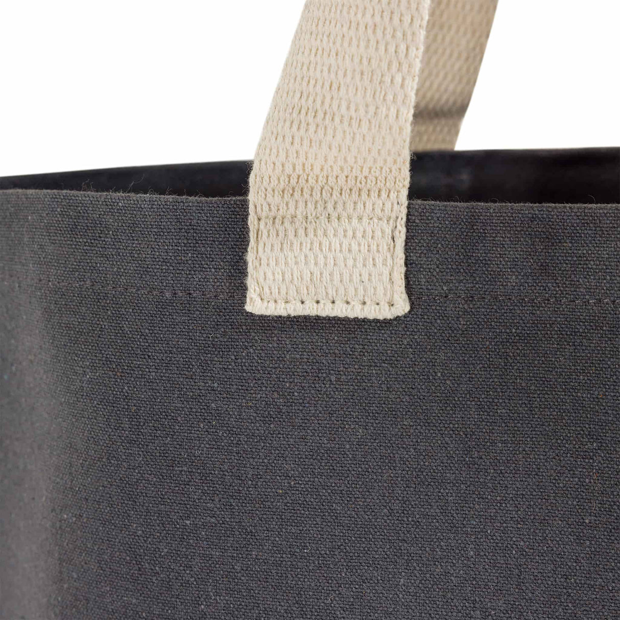 iconic charcoal recycled canvas tote handle
