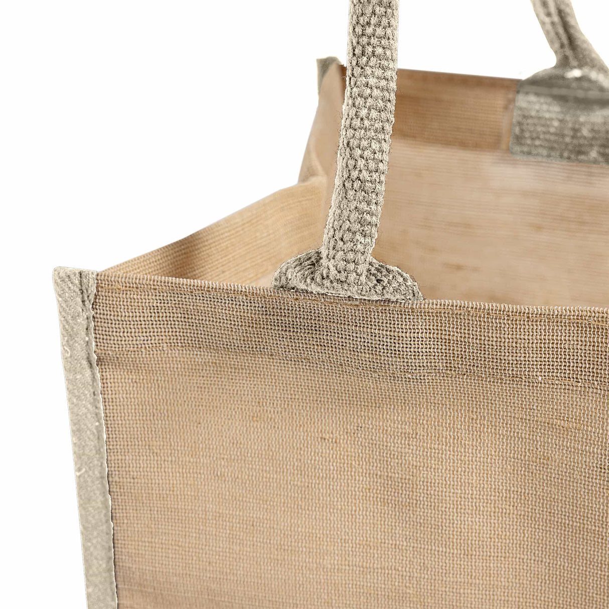 jute blend tote bag handle detail