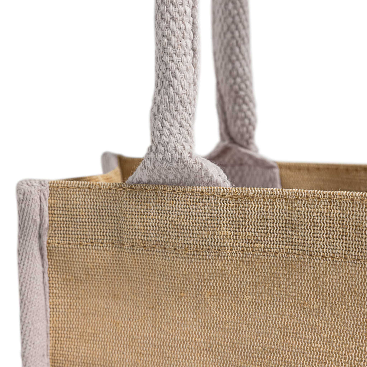 jute blend tote bag handle detail