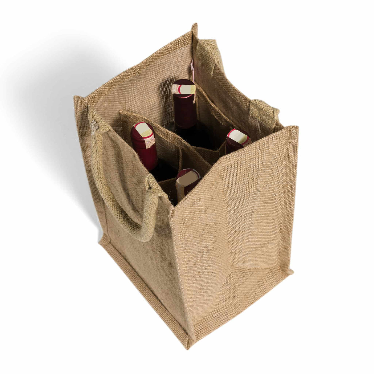 jute burlap four bottle wine bag