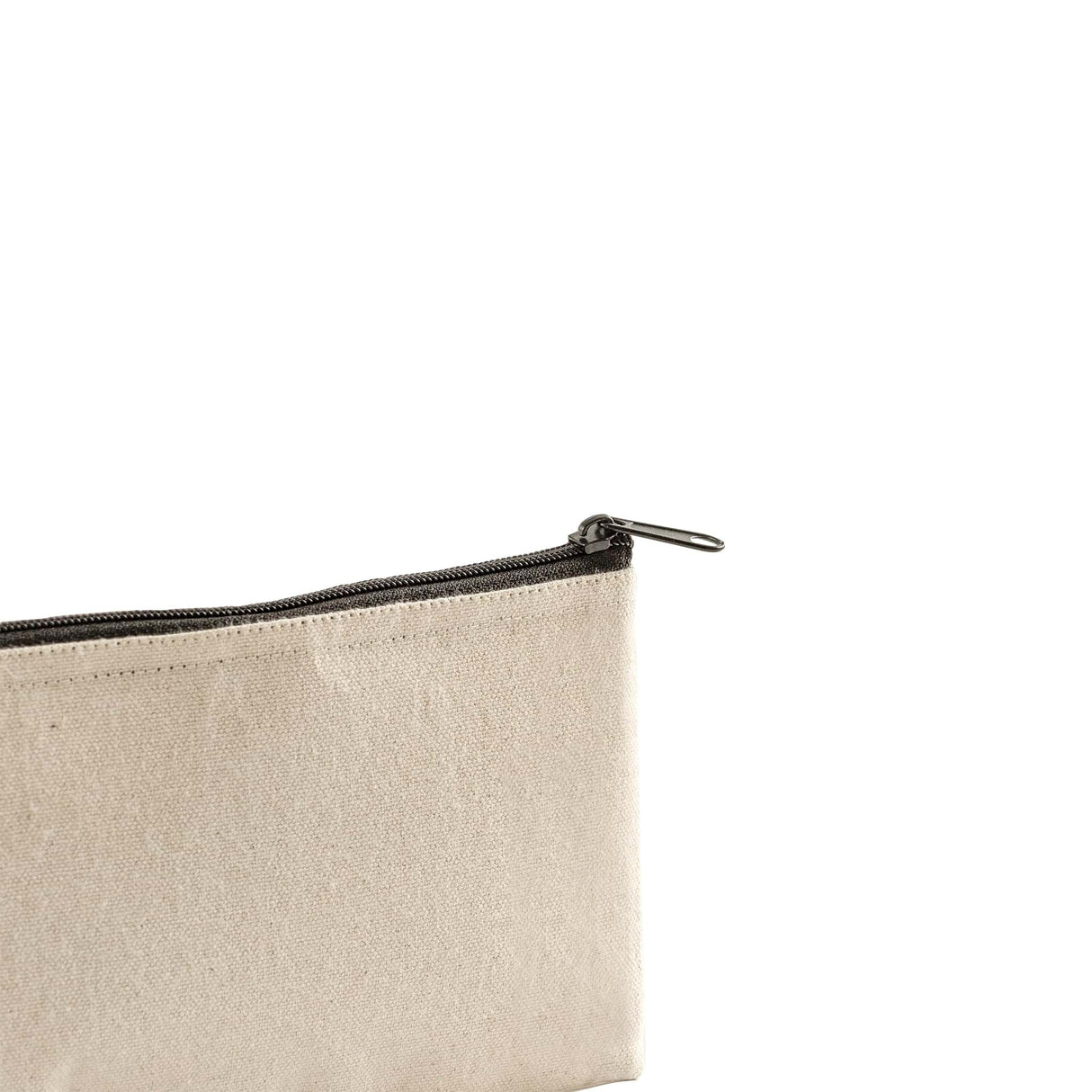 jute canvas pouch with zipper closure detail