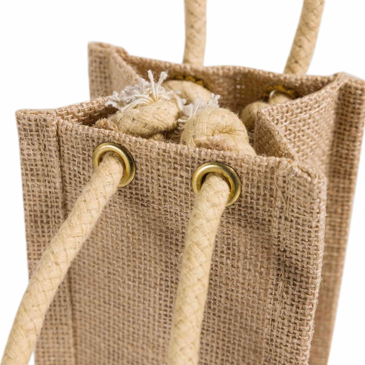 jute natural wine bag detail