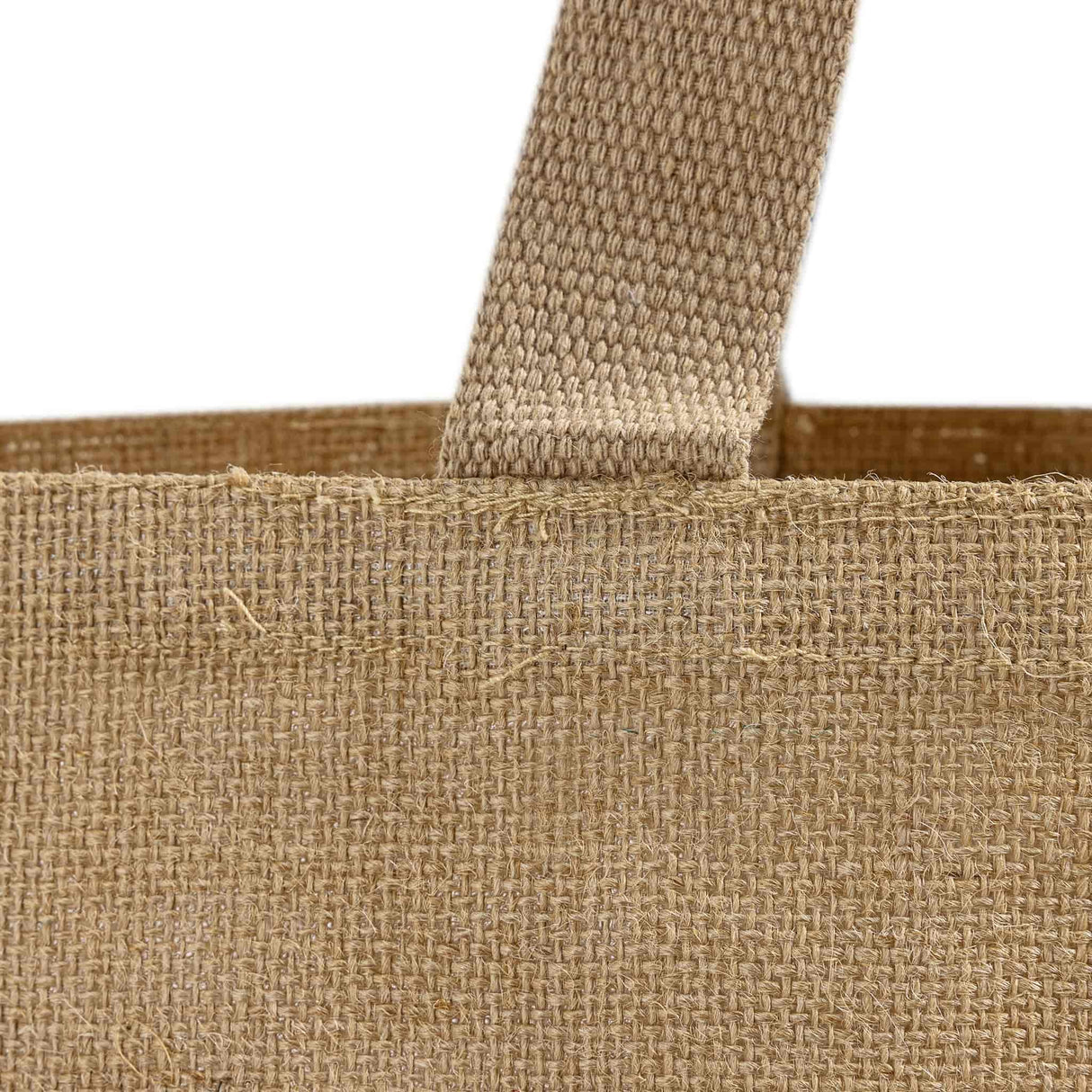 jute tote bag self cotton handle detail