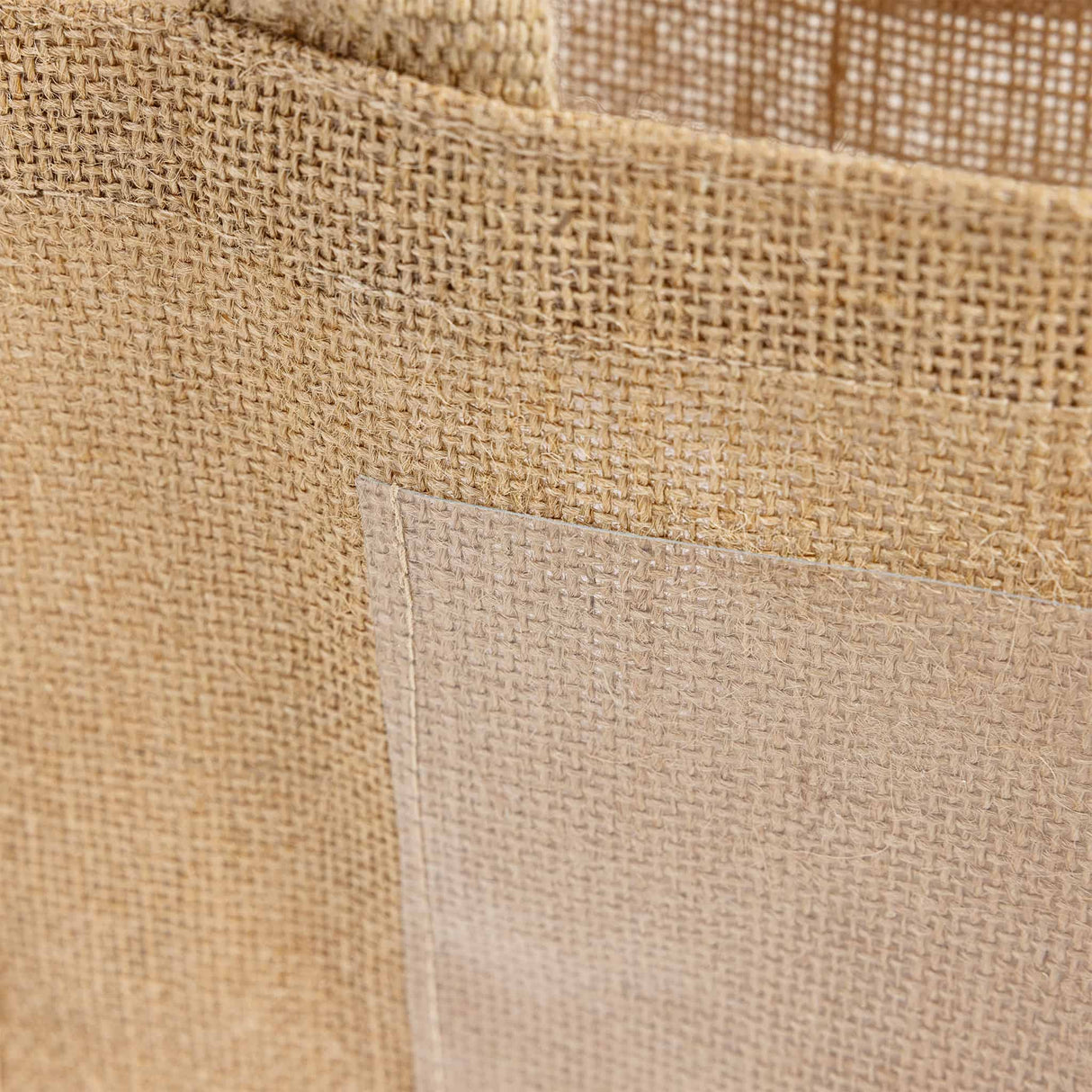 jute tote clear pocket detail