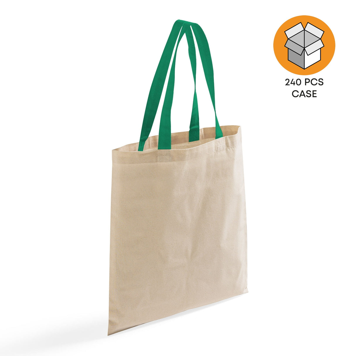 240 ct Wholesale Tote Bags With Color Handles 100% Cotton - By Case