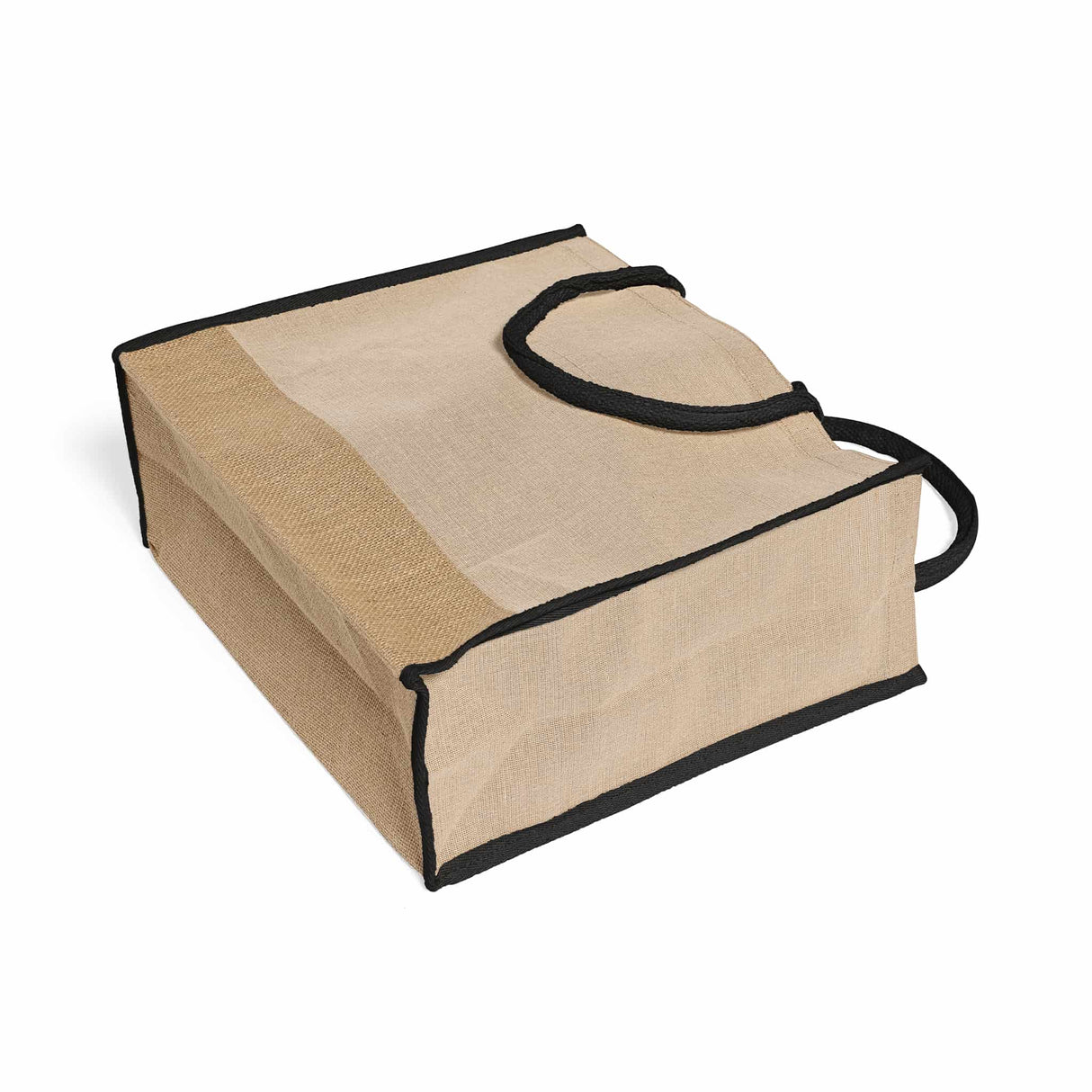 large black jute blend tote with full gusset