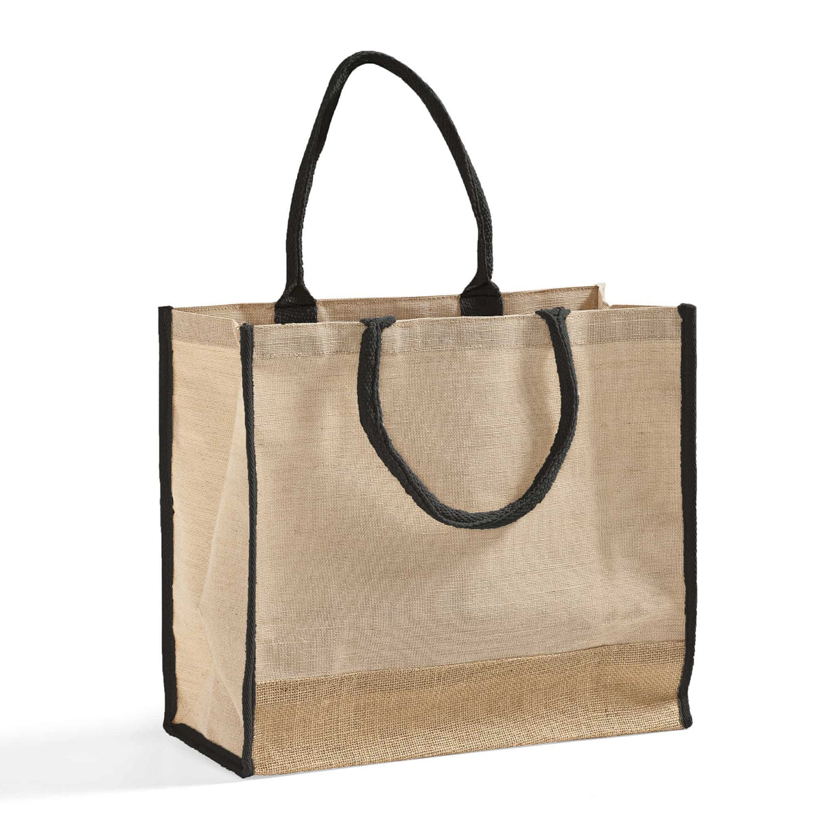 large black reusable full gusseted tote bag