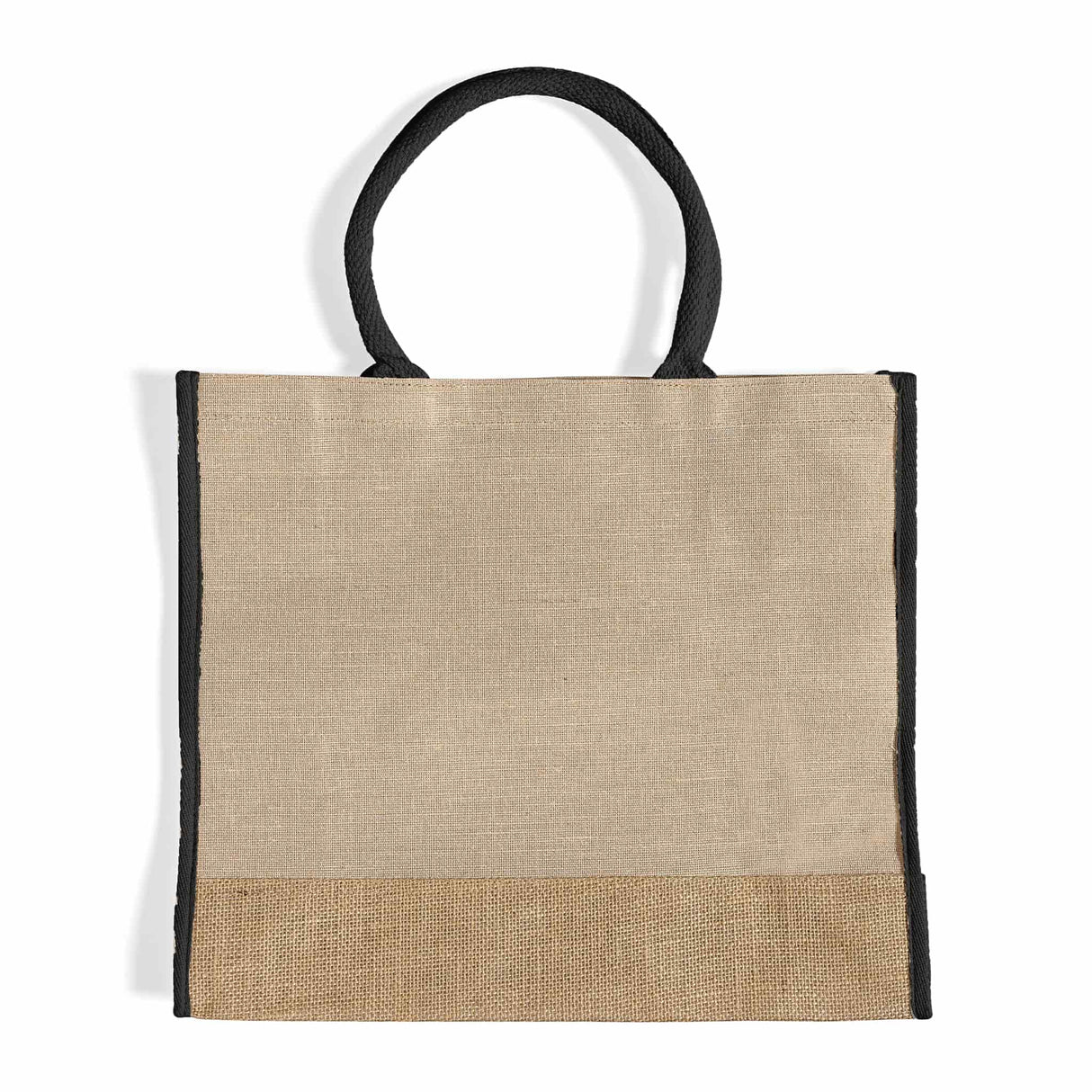 large black reusable jute blend tote bag