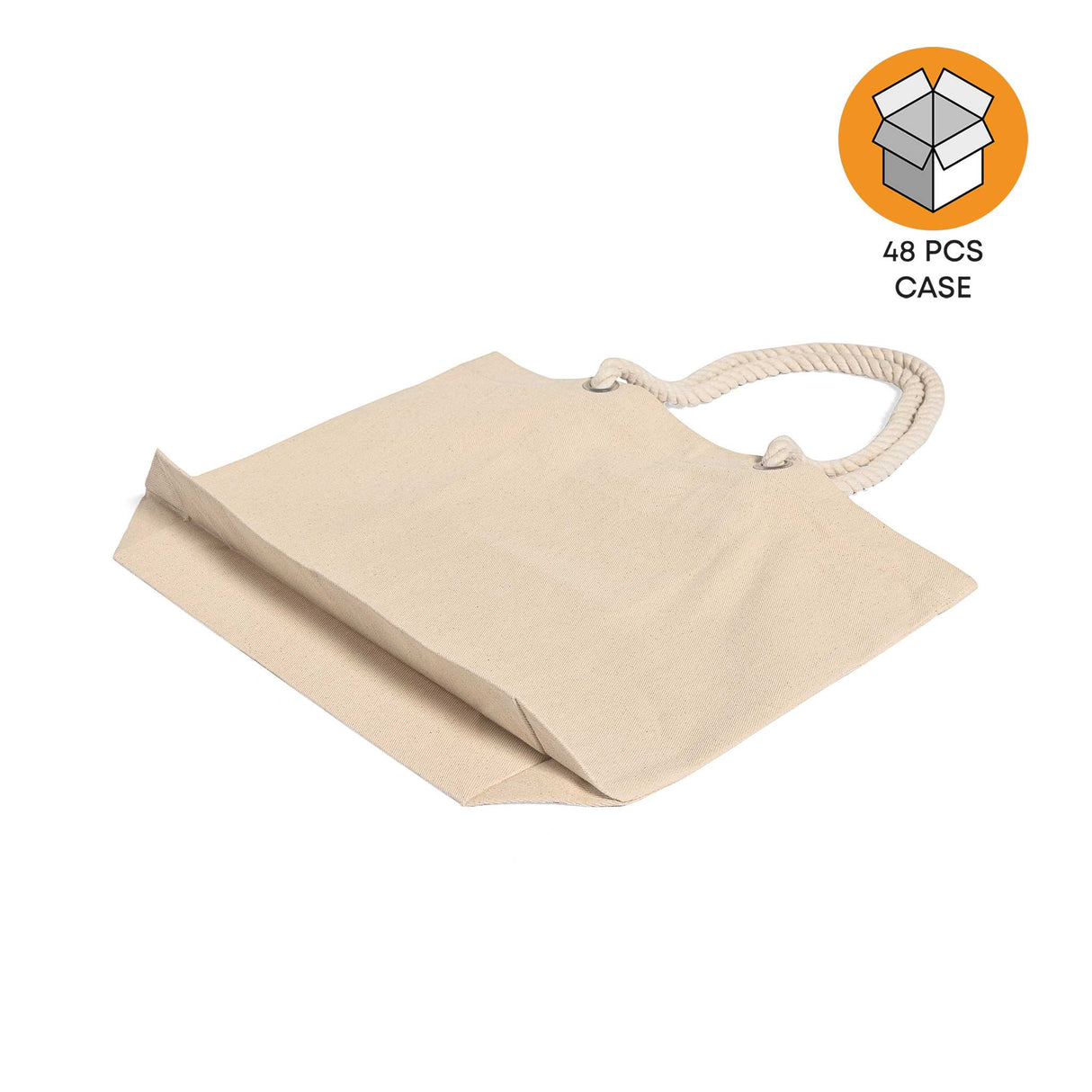 48 ct Large Canvas Beach Tote Bag with Fancy Rope Handles - By Case