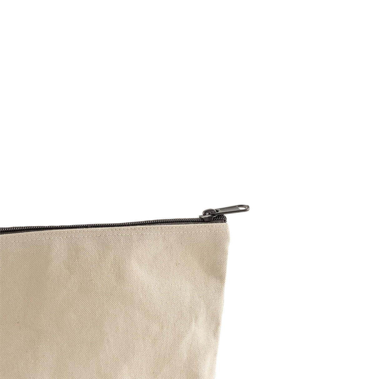 large canvas cosmetic pouch zipper detail