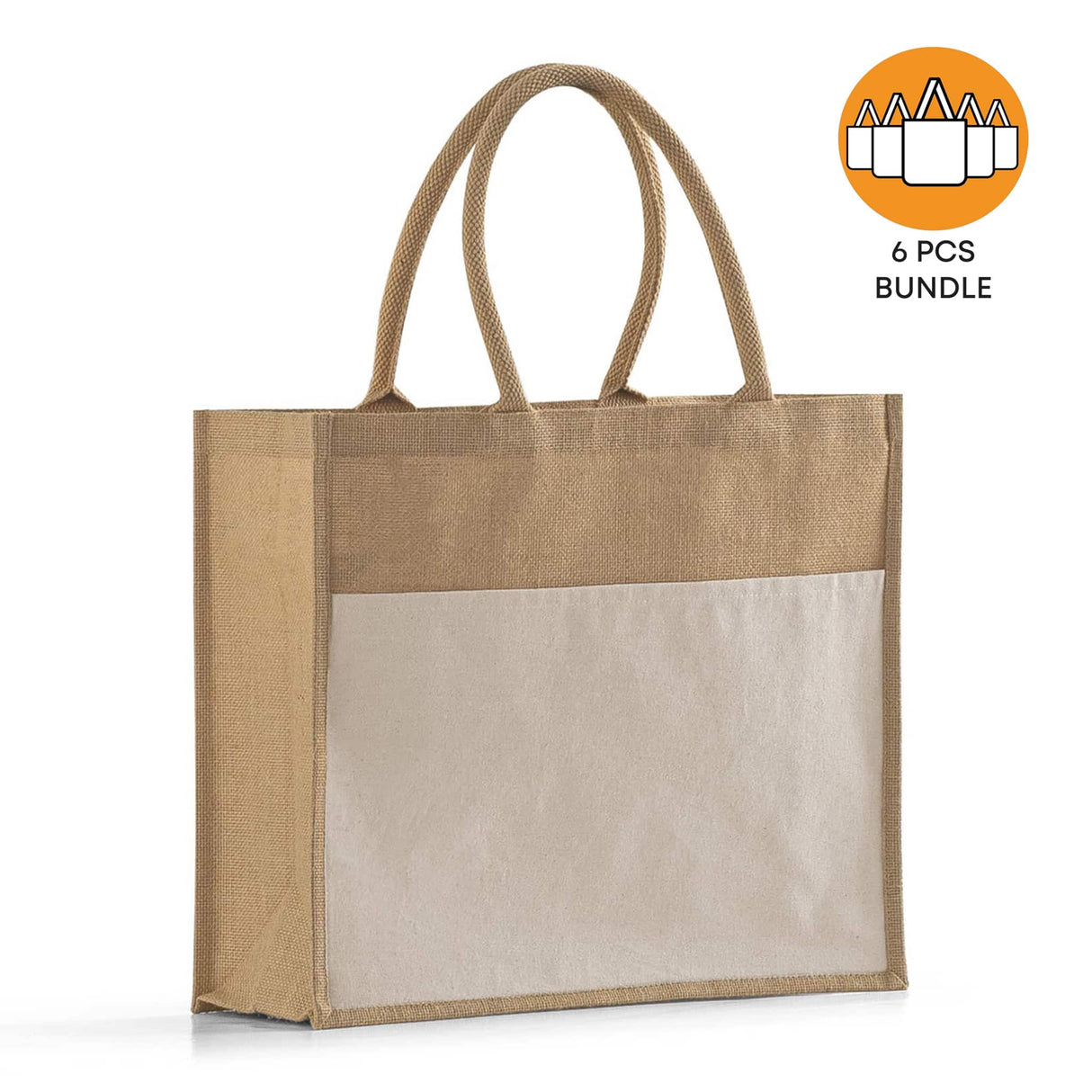 6 ct Large Easy-Print Jute Bag - By Bundle