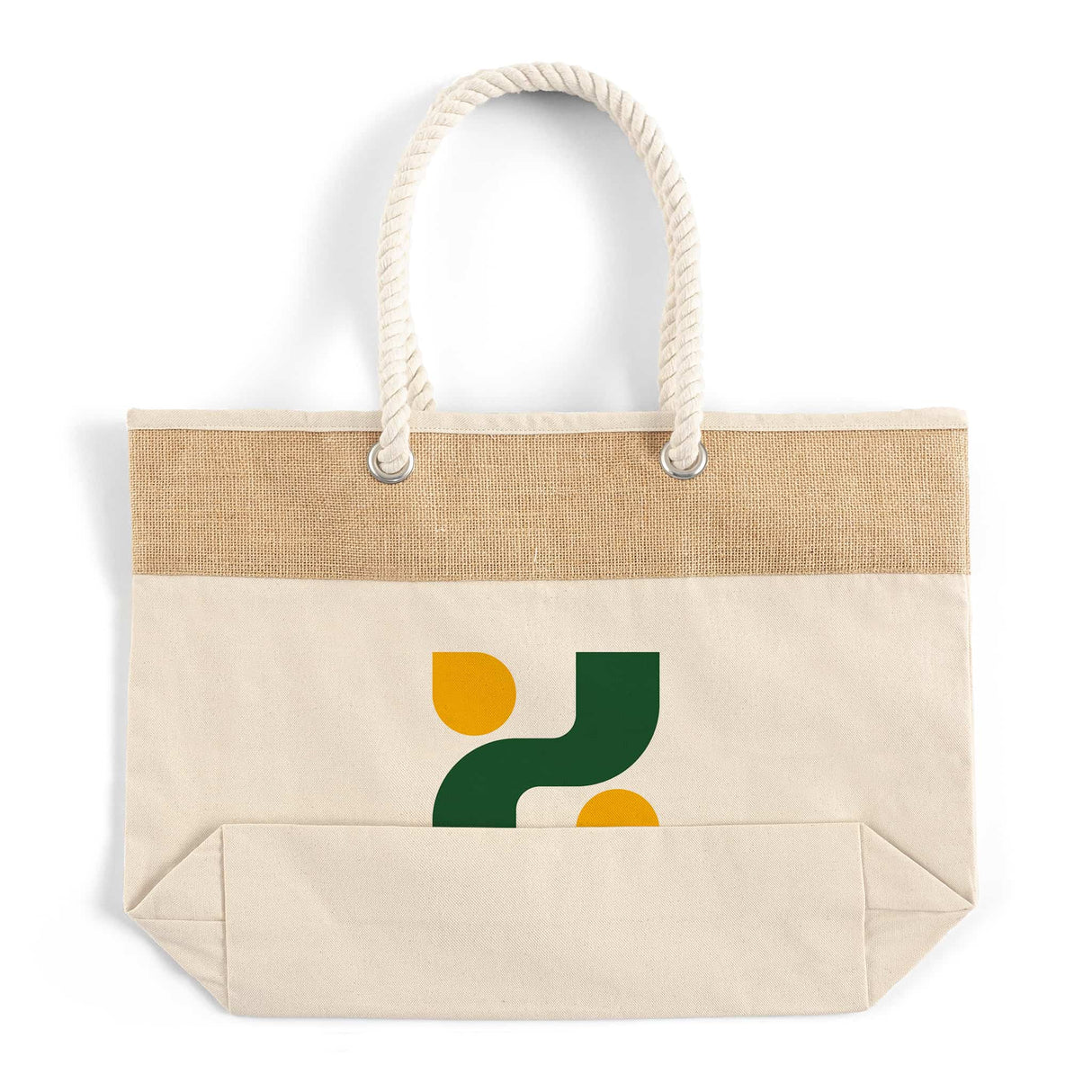 Personalized Large Fancy Canvas Rope Tote Bag - Customized Jute/Cotton Tote Bags - RJ260