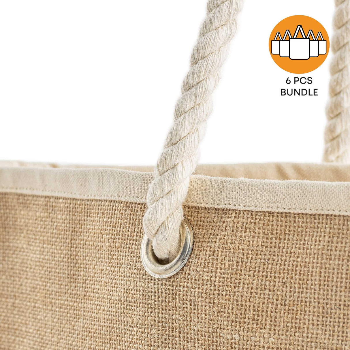 6 ct Large Fancy Canvas Rope Tote Bag - By Bundle