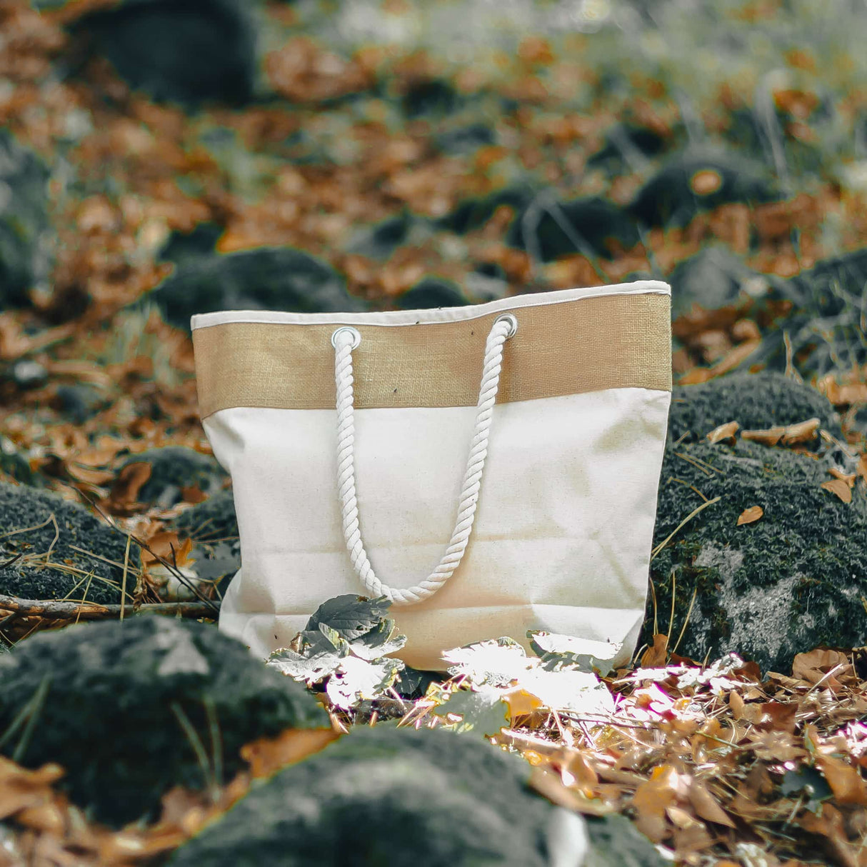 large fancy canvas rope totebag outdoor