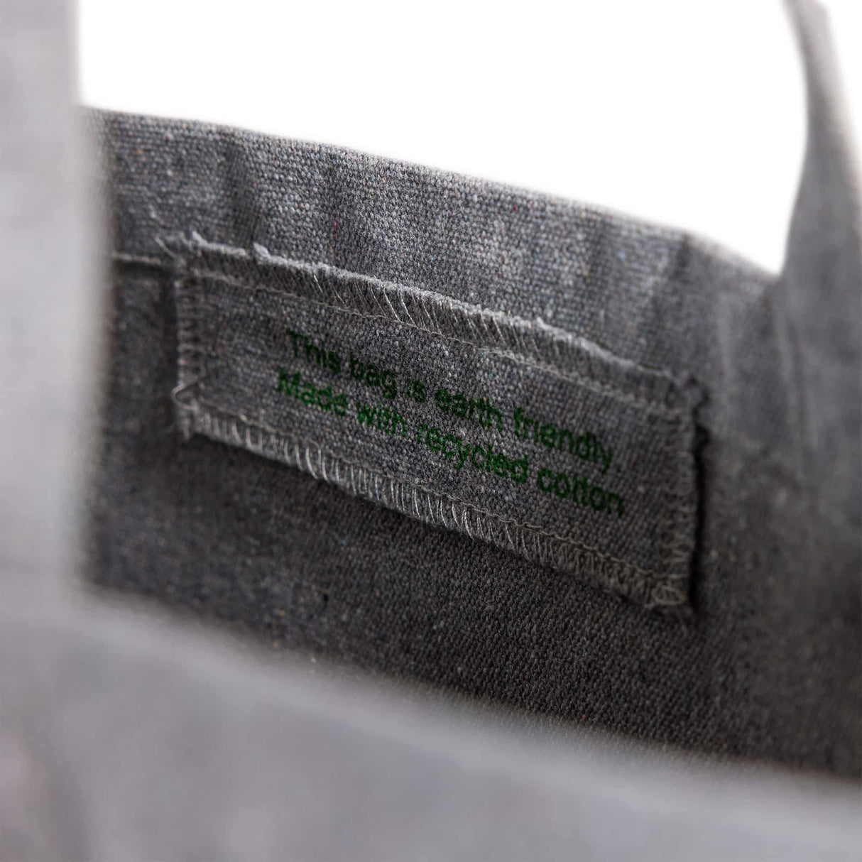 large grey recycled tote inside detail