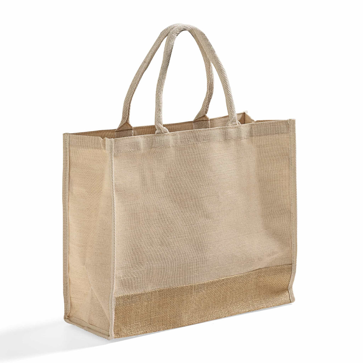 large jute blend tote bag with full gusset