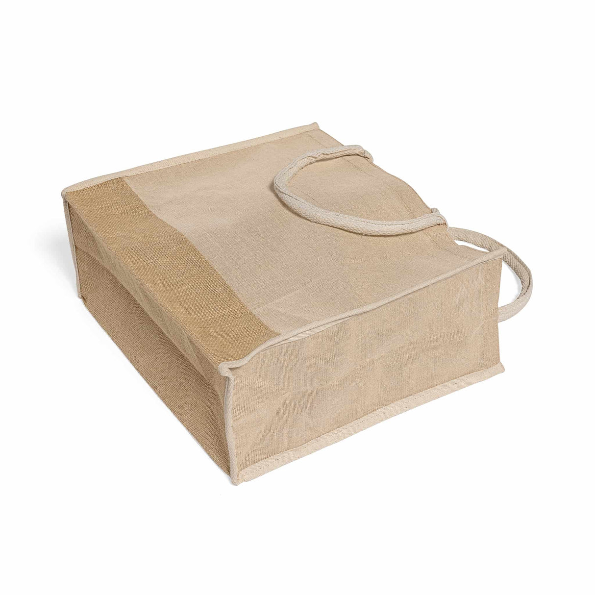 large jute blend tote with full gusset