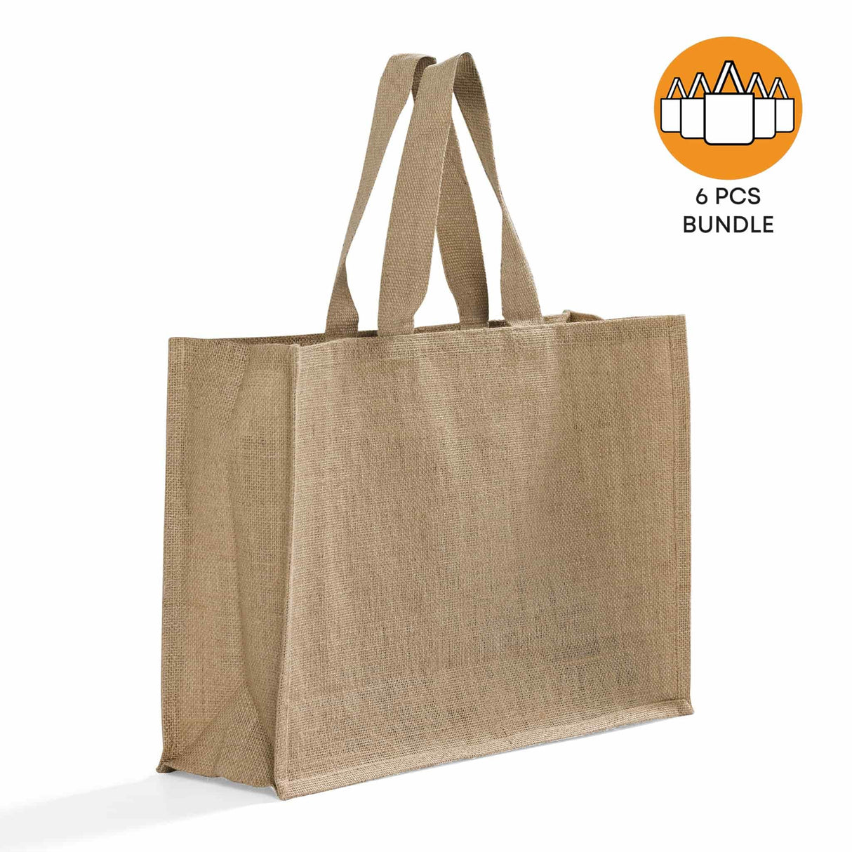 6 ct Extra Large Jute - Burlap Shopping Tote Bags - TJ879 - By Bundle