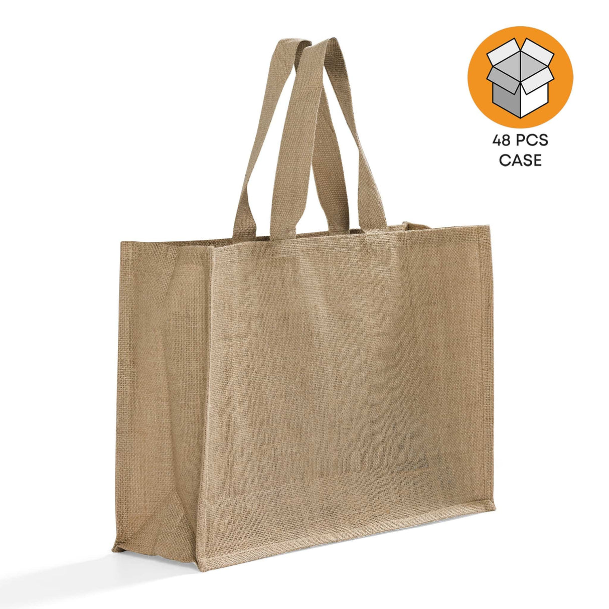 48 ct Extra Large Jute - Burlap Shopping Tote Bags - TJ879 - Case