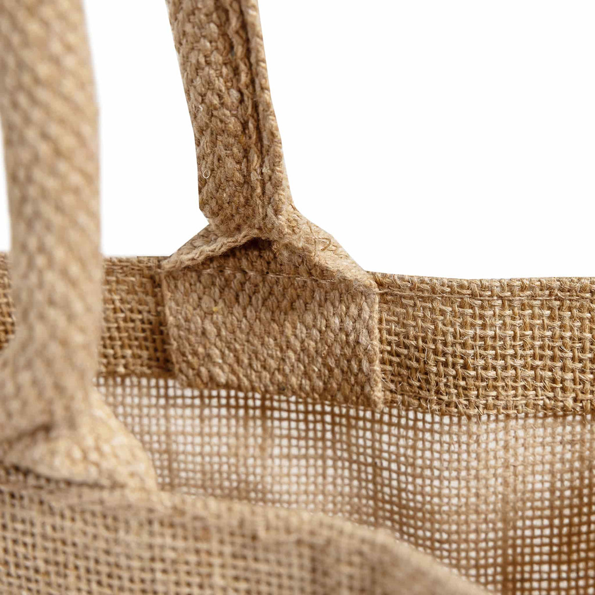 large jute tote bag handle detail