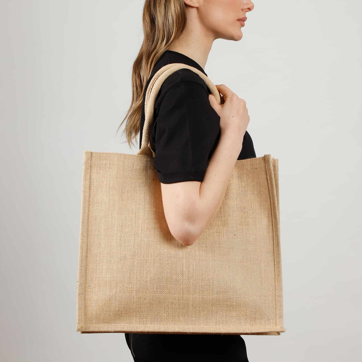 large jute tote bag model