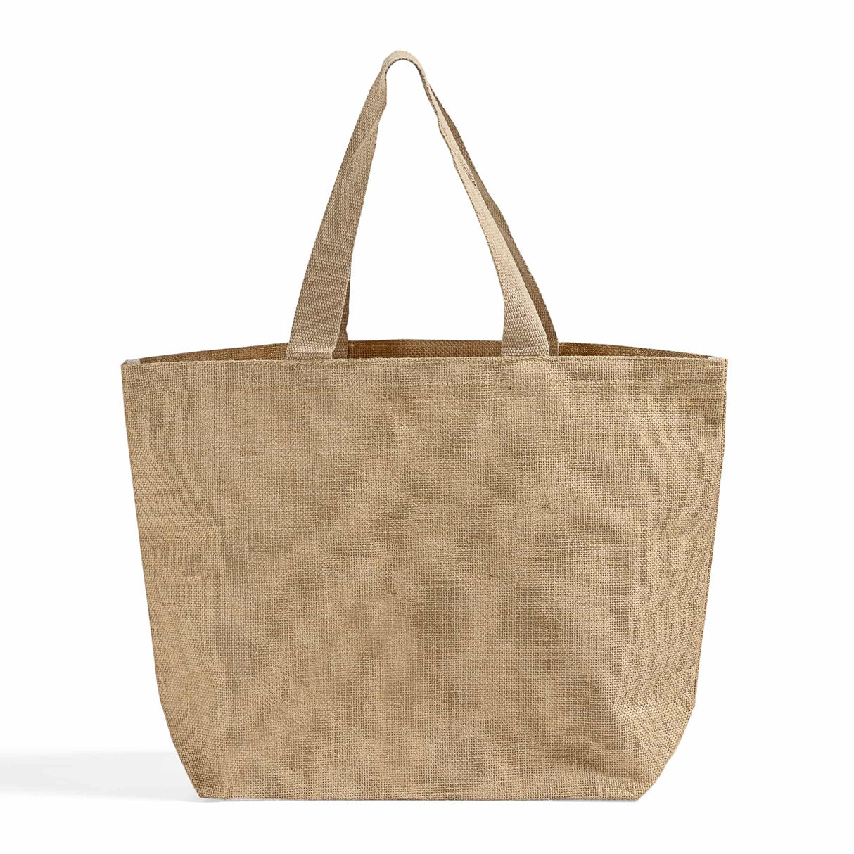large jute tote bag with bottom gusset