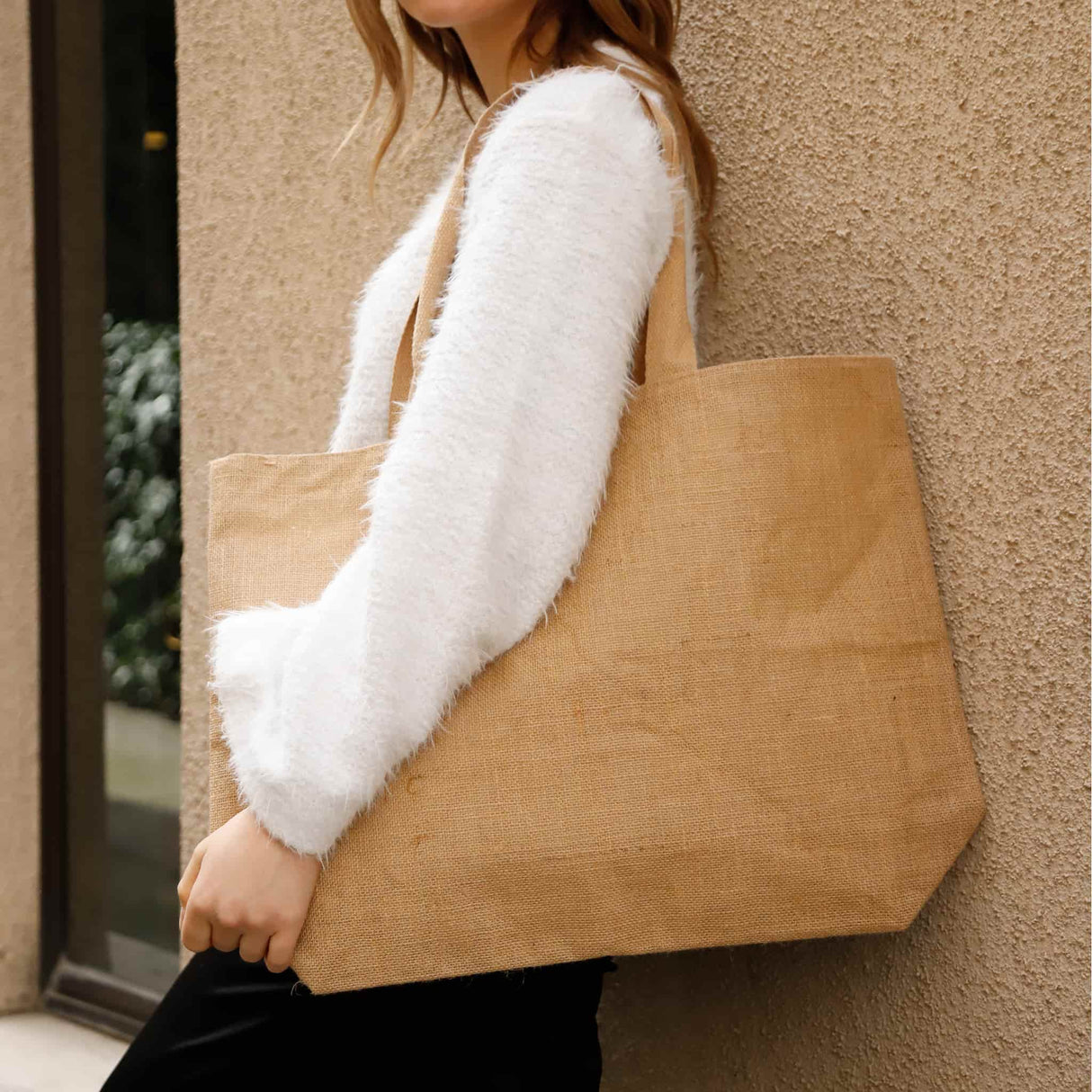 large jute tote bag with gusset model