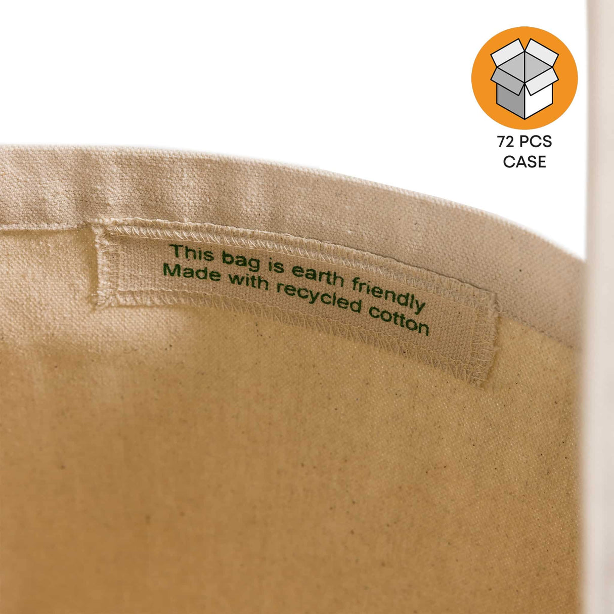 72 ct Large Recycled Cotton Canvas Tote Bags w/Gusset - By Case