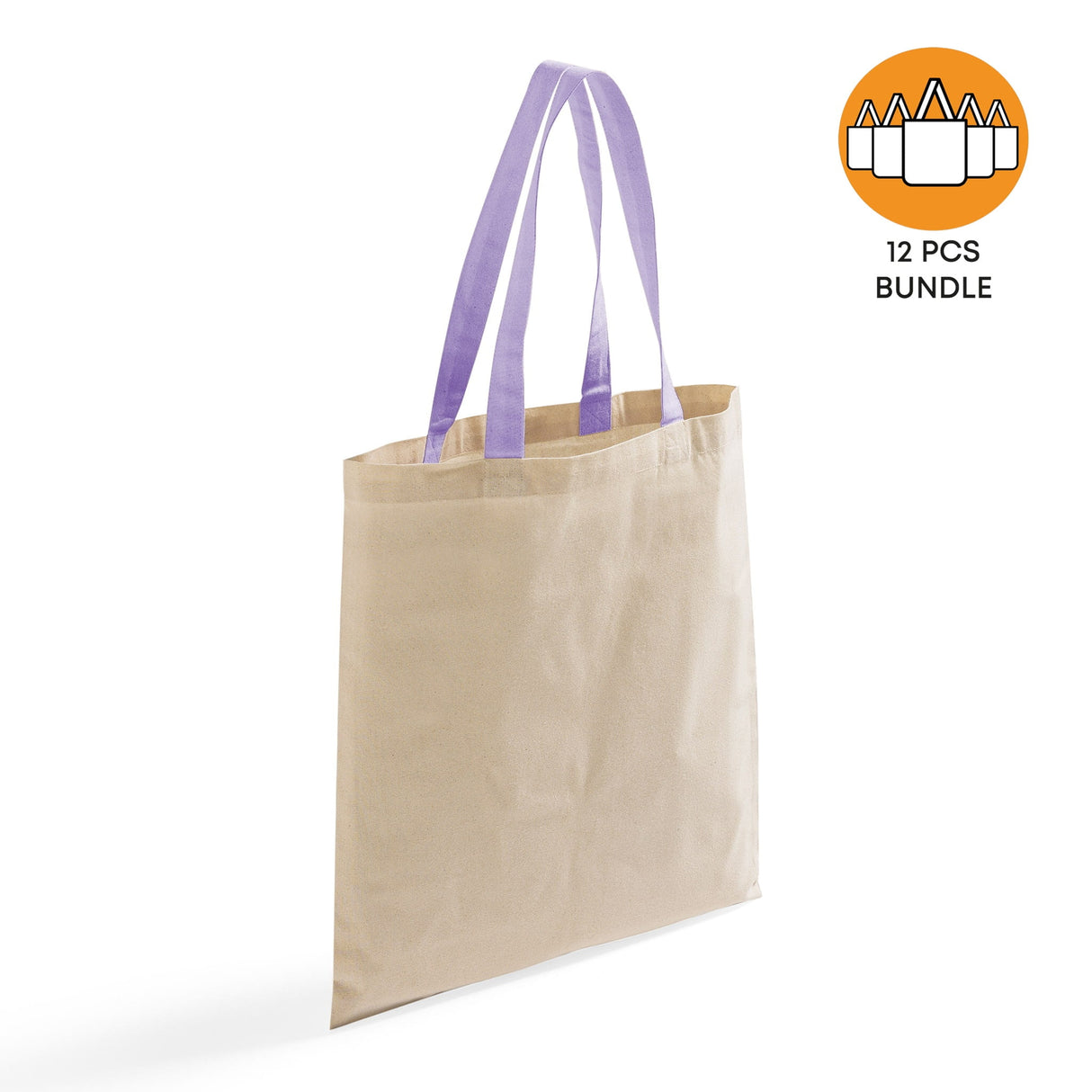 12ct Wholesale Tote Bags With Color Handles 100% Cotton - By Dozen