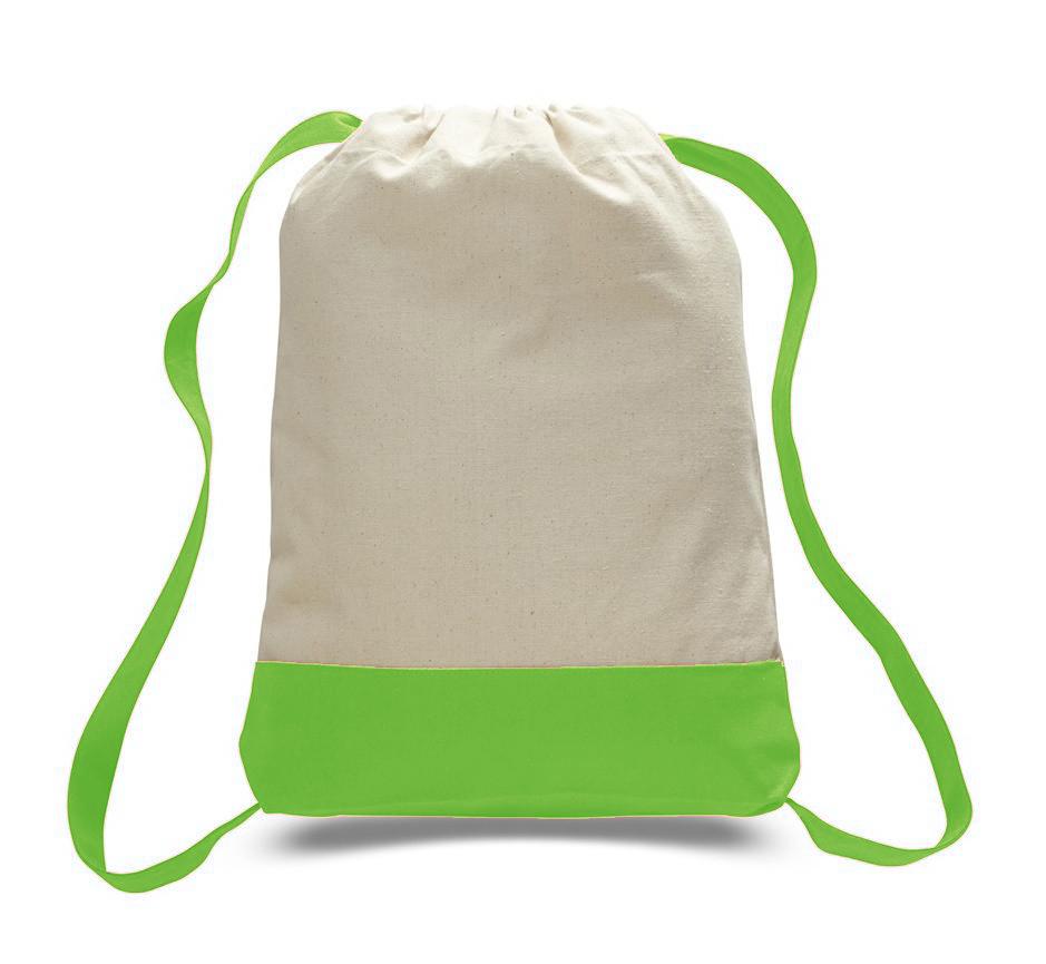Closeout Two Tone Canvas Sport Backpacks / Wholesale Drawstring Bags - BPK57