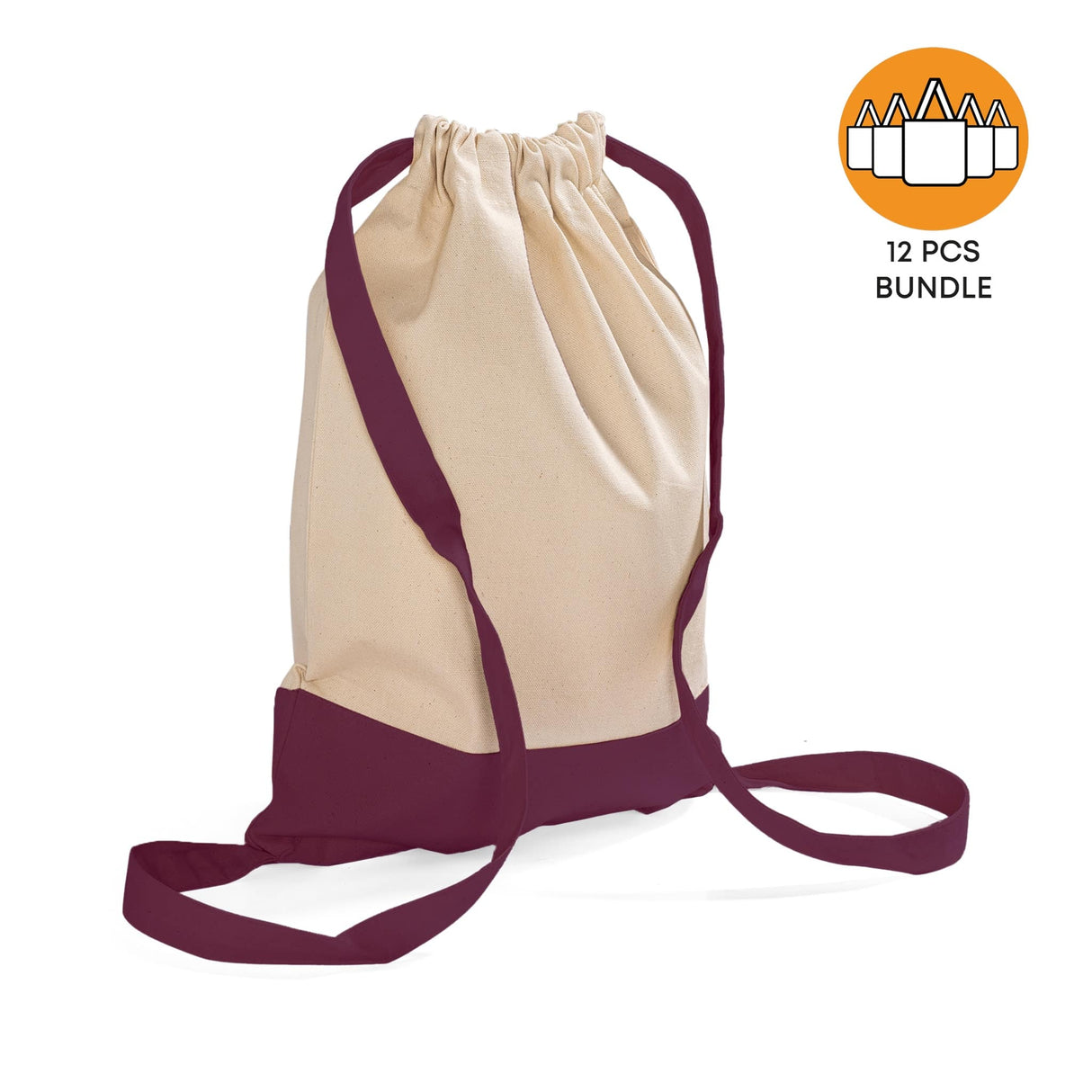 12 ct Two Tone Canvas Sport Backpacks / Wholesale Drawstring Bags - By Dozen