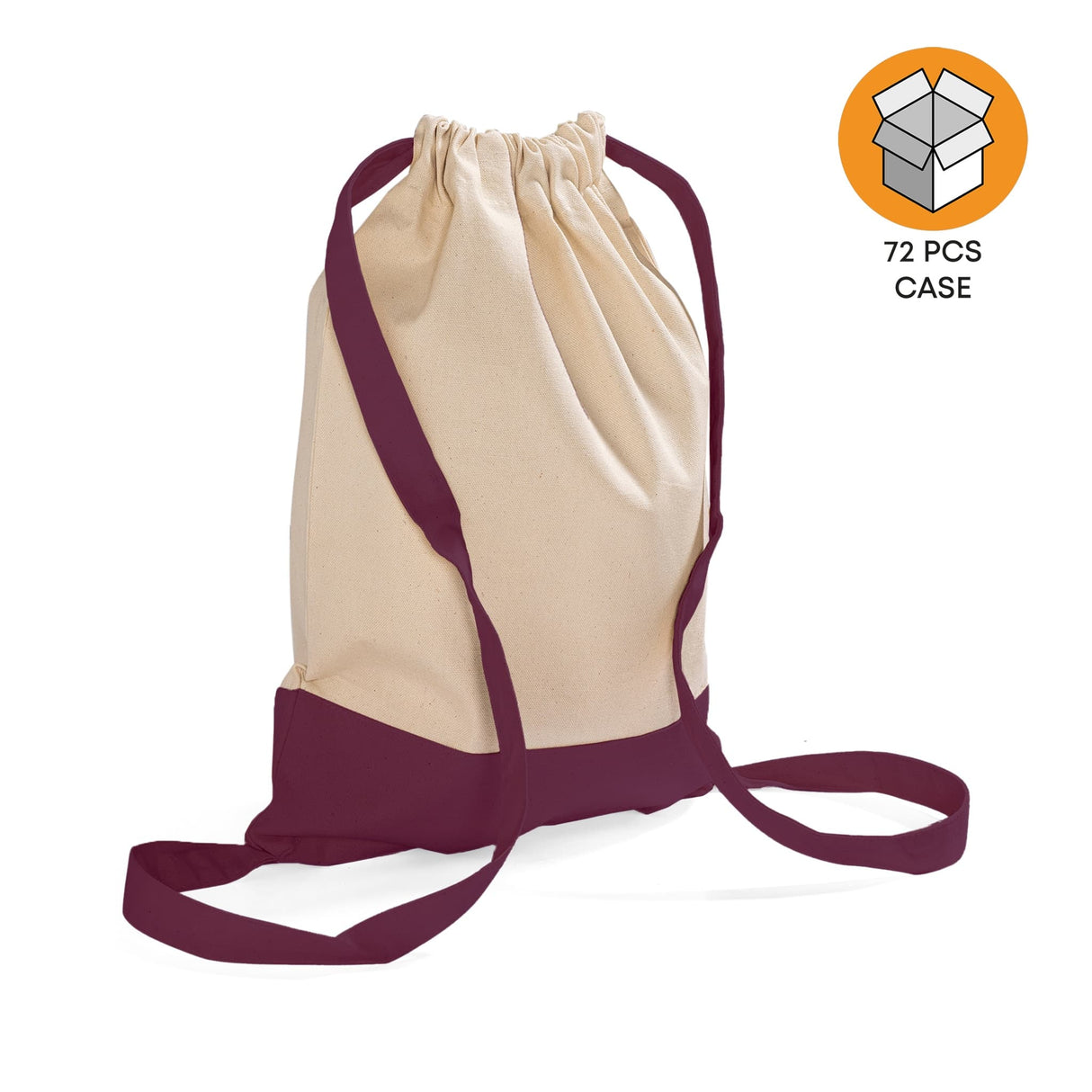 72 ct Two Tone Canvas Sport Backpacks / Wholesale Drawstring Bags - By Case