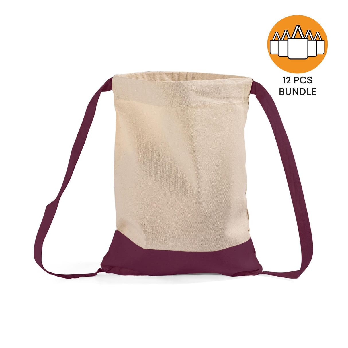 12 ct Two Tone Canvas Sport Backpacks / Wholesale Drawstring Bags - By Dozen