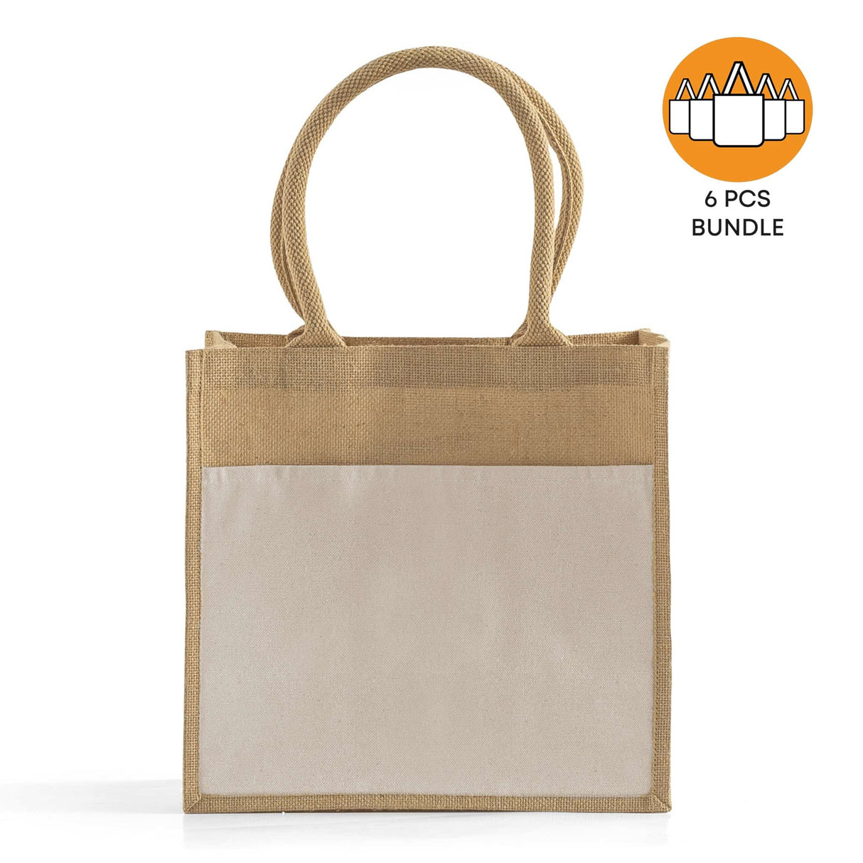 6 ct Medium Easy-Print Jute Bag - By Bundle