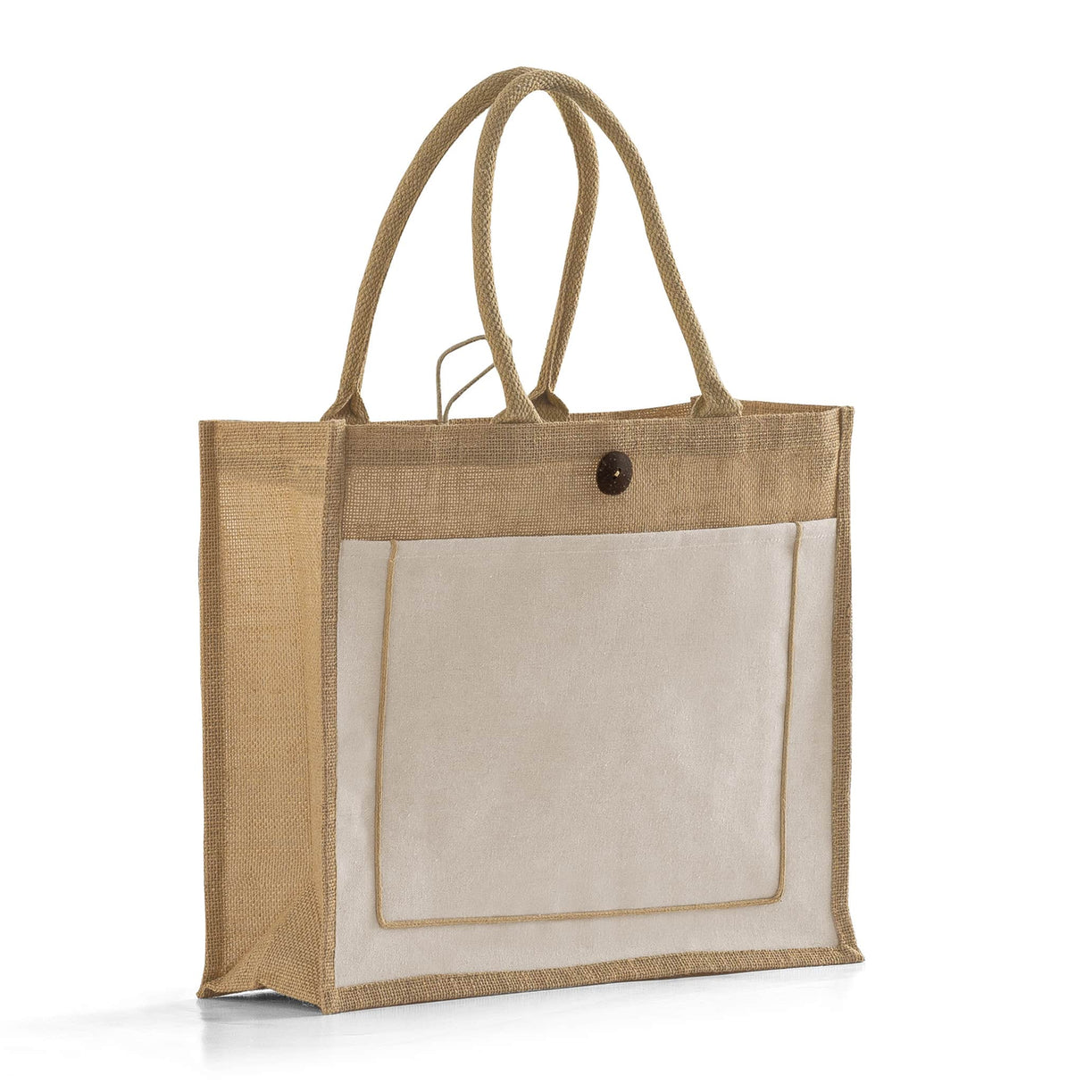 milan jute bag with canvas front pocket