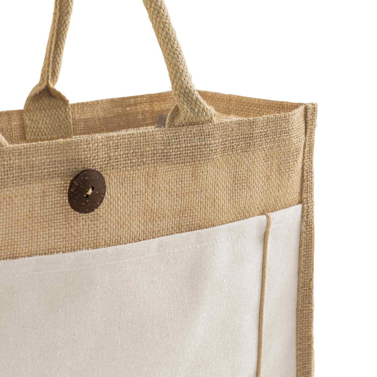 milan jute tote bag opening detail