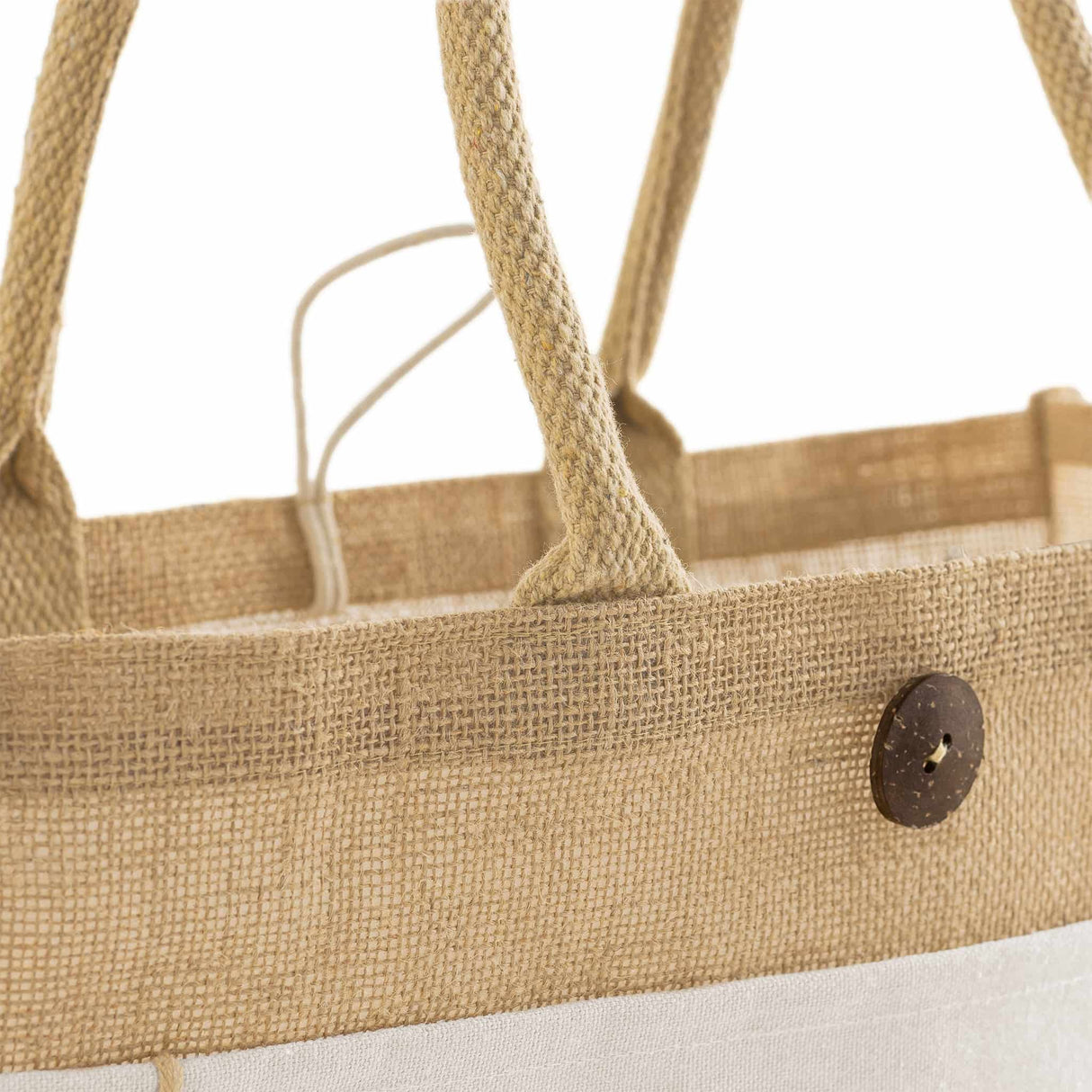 milan jute tote handle detail