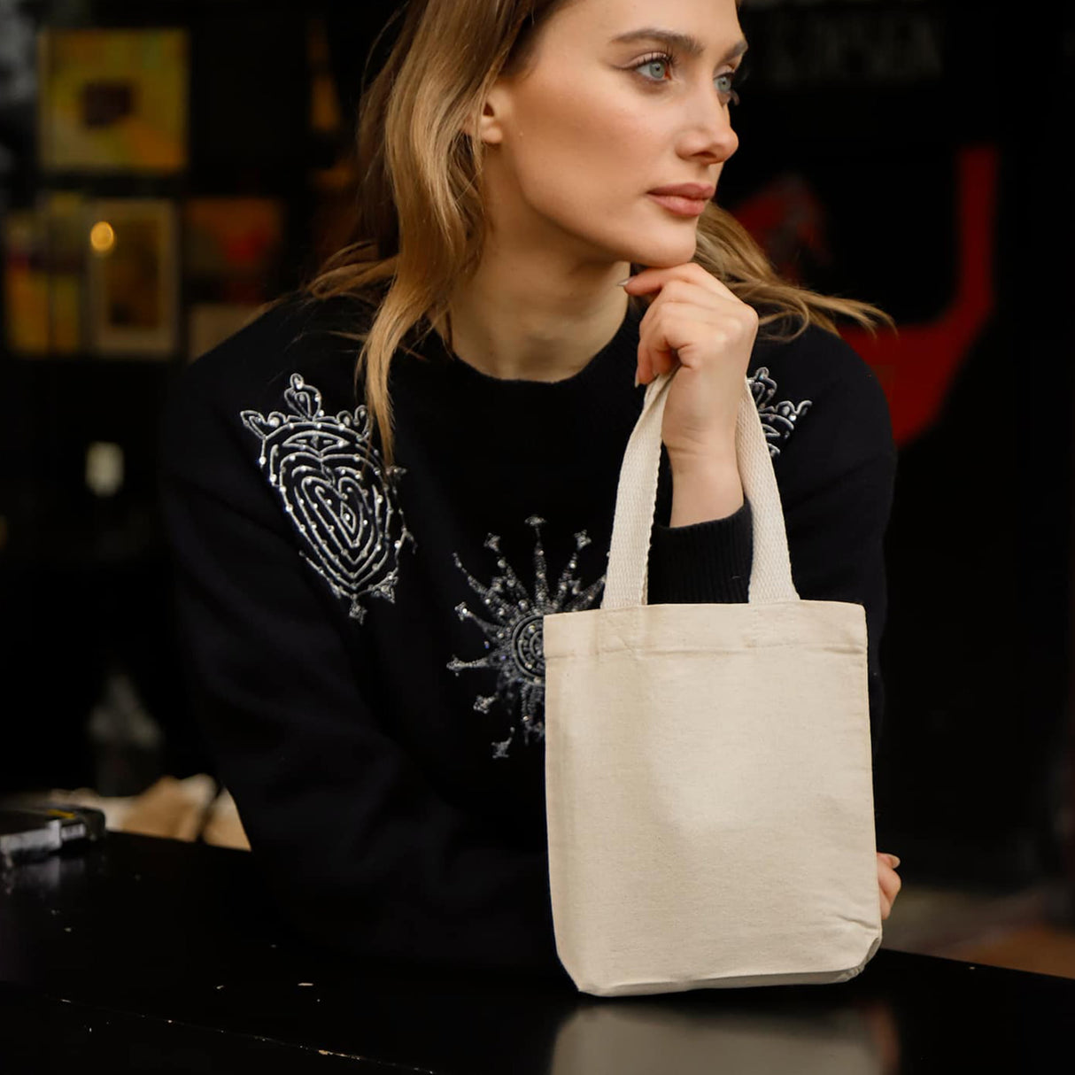 mini cotton favor gift tote bag model