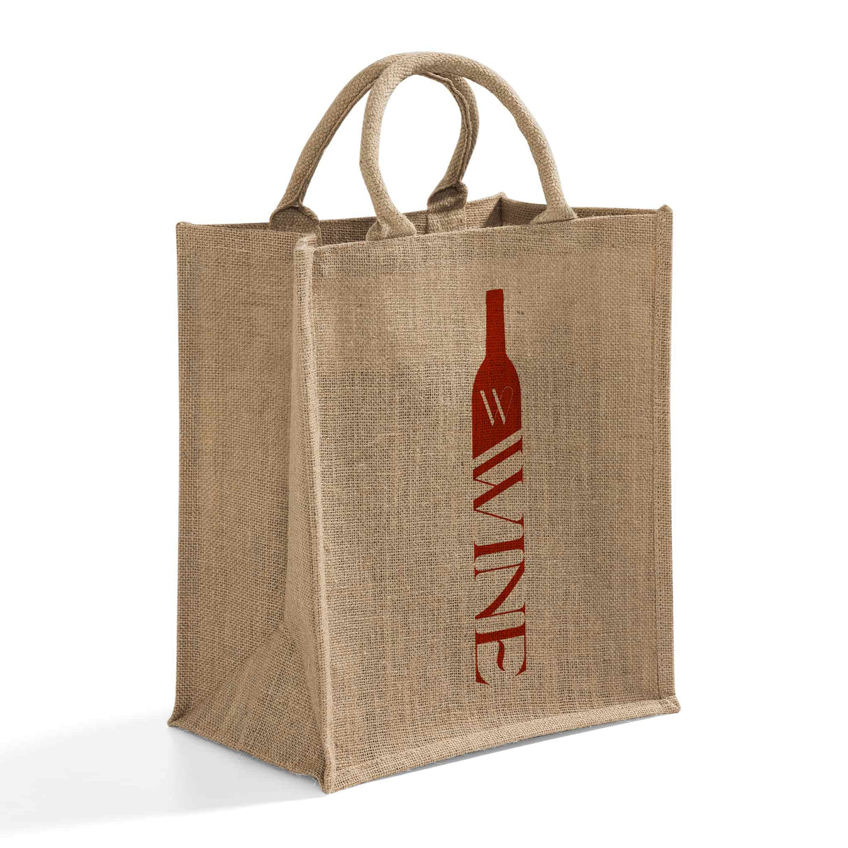 Custom Jute Wine Bag with Divider, Various Sizes